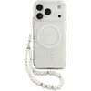 Image de Guess Case Magsafe IML Case Flowers Electroplated Allover With Beads Strap For iPhone 17 Pro White (Apple iPhone 17 Pro), Coque pour téléphone portable, Blanc