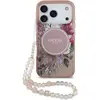 Image de Guess - IML Flowers with Pearl Strap MagSafe (GUHMP17LHFWBRCESP) - iPhone 17 Pro - Pink (Apple iPhone 17 Pro), Coque pour téléphone portable, Pink