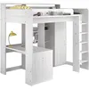 Image de Lit combiné mezzanine enfant PARISOT Lena Pin Petterson Sommier inclus 90 200 cm Gris