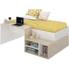 Image de Lit combiné enfant KRIC Chene naturel et Bureau et rangement 90 190 cm Blanc