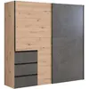 Image de Armoire 2 portes coulissantes 3 tiroirs Décor chene artisan et béton L 200 1 P 61 2