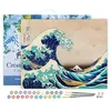 Image de Peinture par Numéro Figured'Art avec Cadre La Grande Vague de Kanagawa - Katsushika Hokusai - Numéro d'Art Complet - 40x50cm toile tendue sur châssis