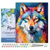 Image de Peinture par Numéro Figured'Art avec Cadre - Loup Coloré Abstrait - Kit de Loisir Créatif DIY Numéro d'Art Complet - 40x50cm toile tendue sur châssis