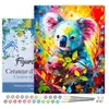 Image de Peinture par Numéro Figured'Art avec Cadre - Koala Coloré Abstrait - Kit de Loisir Créatif DIY Numéro d'Art Complet - 40x50cm toile tendue sur châssis