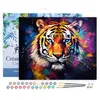 Image de Peinture par Numéro Figured'Art avec Cadre - Tigre Coloré Abstrait - Kit de Loisir Créatif DIY Numéro d'Art Complet - 40x50cm toile tendue sur châssis