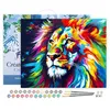 Image de Peinture par Numéro Figured'Art avec Cadre - Lion Coloré Abstrait - Kit de Loisir Créatif DIY Numéro d'Art Complet - 40x50cm toile tendue sur châssis