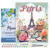 Image de Peinture par Numéro Figured'Art avec Cadre - Affiche de voyage Paris en fleurs - Numéro d'Art Complet - 40x50cm toile tendue sur châssis