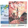 Image de Peinture par Numéro Figured'Art avec Cadre - Affiche de voyage Londres en fleurs - Numéro d'Art Complet - 40x50cm toile tendue sur châssis