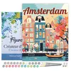 Image de Peinture par Numéro Figured'Art avec Cadre - Affiche de voyage Amsterdam en fleurs - Numéro d'Art Complet - 40x50cm toile tendue sur châssis