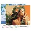 Image de Peinture par Numéro Figured'Art avec Cadre - Femme au turban africain - Numéro d'Art Complet - 40x50cm toile tendue sur châssis