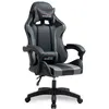 Image de Amstrad AMS-800-BLACK Fauteuil / Chaise de bureau Gamer coloris noir & gris- coussin lombaire & appuie tête