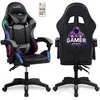 Image de Amstrad AMS-900-LED-GAMER - Fauteuil gaming noir et gris - Serigraphie "Gamer" - Eclairage LED 366 effets - Télécommande