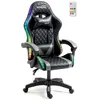 Image de Amstrad ULTIMATE-BK-LED Fauteuil / Chaise de bureau Gamer coloris noir & grise - Eclairage LED 366 effets - Télécommande