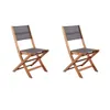 Image de Lot de 2 chaises de jardin en bois d acacia FSC et assise te tilene 50 57 90 cm Gr