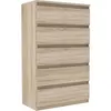 Image de Commode CHELSEA 5 tiroirs L 77 2 P 42 2 H 128 1 Décor chene sonoma