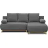 Image de Canapé d angle droit con ible MIKA 3 places Tissu clair Coffre de rangement L218 P9