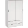 Image de Armoire mat 2 portes coulissantes 4 tiroirs L121 2 P60 25 H200 cm ONTARIO