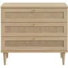 Image de Commode 3 tiroirs Décor Chene Cannage L90 4 P41 4 H80 cm CALASETTA