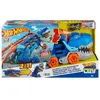 Image de Hot wheels city - transporteur geant t rex 2 en 1 : camion et dino piste de course - sons et lumieres - set jouet vehicules + carte
