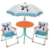 Image de FUN HOUSE 713095 INDIAN PANDA Salon de jardin avec une table, 2 chaises pliables et un parasol pour enfant