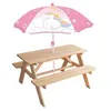 Image de Table en bois pour pique-nique avec parasol licorne