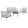 Image de Ensembles canapes. fauteuils et tables de jardin proloisirs acier bleu 5 pieces 4 personnes