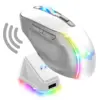 Image de Souris sans fil avec socle de recharge - Blanche - Gaming - ELITE-M50 - LED - Personnalisable - Boutons programmables