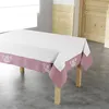 Image de Nappe rectangle 140 x 240 cm polyester brode bonheur Rose/Blanc