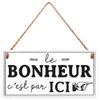 Image de Plaque à suspendre Le Bonheur 20 cm