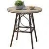Image de Table Ronde Jardin Ushuaia à70cm Marron+textilène Lin