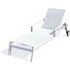 Image de Bain De Soleil En Aluminium Et Toile Plastifiée-blanc