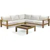 Image de Salon Jardin D'angle Majorque 5 Places Effet Bois Marron