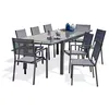 Image de dcb garden Salon de jardin extensible - Lot de 9 pièces - Aluminium gris - 8 personnes - 200 x 100 x 75 cm