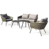 Image de Salon De Jardin En Corde Tissée Et Acier-4 Places-anthracite