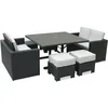 Image de Ensemble Repas Jardin Oceane Lunch 8 Places+plateau Verre Noir