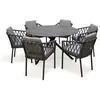 Image de Ensemble table et chaise de jardin dcb garden aluminium gris 6 personnes table rond 133.0 x 129 cm