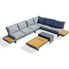 Image de Salon de jardin d’angle DCB GARDEN VANUATU-S1 6 places acacia alu anthracite