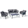Image de Ensembles canapes. fauteuils et tables de jardin camargue gris aluminium 4 personnes 75 x 100 x 70 cm 4 pieces