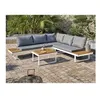 Image de Salon bas de jardin - Aluminium - DCB GARDEN - 5 places - Blanc et bois d'acacia - MIYAKO