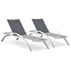 Image de Lot de 2 Bains de Soleil Empilables "Barcelona" 195cm Blanc