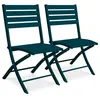Image de Lot de 2 Chaises de Jardin Pliantes "Marius" 82cm Bleu Canard