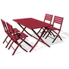Image de Salon de jardin city garden 4 personnes rouge aluminium 140 x 80 x 73 cm 5 pieces