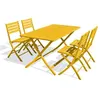 Image de Ensemble table et chaise de jardin city garden aluminium jaune 4 personnes table rectangulaire 140.0 x 80 cm