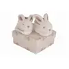 Image de Doudou et Compagnie Lapin Bonbon Chaussons avec hochet Taupe