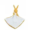 Image de Doudou mouchoir Lapin- 10 cm - Jaune moutarde