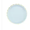 Image de 8 assiettes carton feston liseré or 23cm bleu - partypro 91325