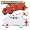 Image de lot de 8 invitations pompiers