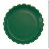 Image de Assiettes Festonnees 23cm Vert Jungle et or