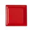 Image de 12 Assiettes Carrées En Plastique Rouge 23.5 X 23.5 Cm