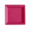 Image de 12 Assiettes Carrées En Plastique Rose Indien 23.5 X 23.5 Cm